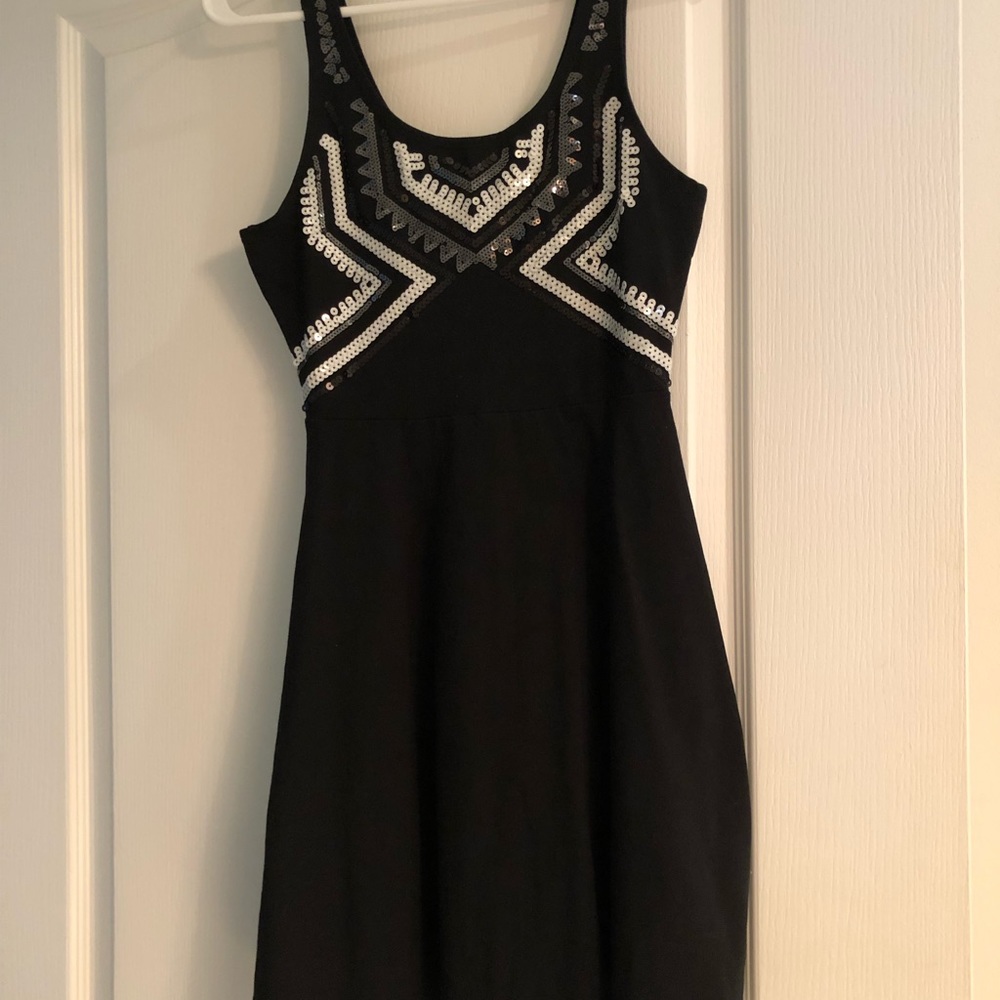 Express Sequin Fit and Flare Dress - Small